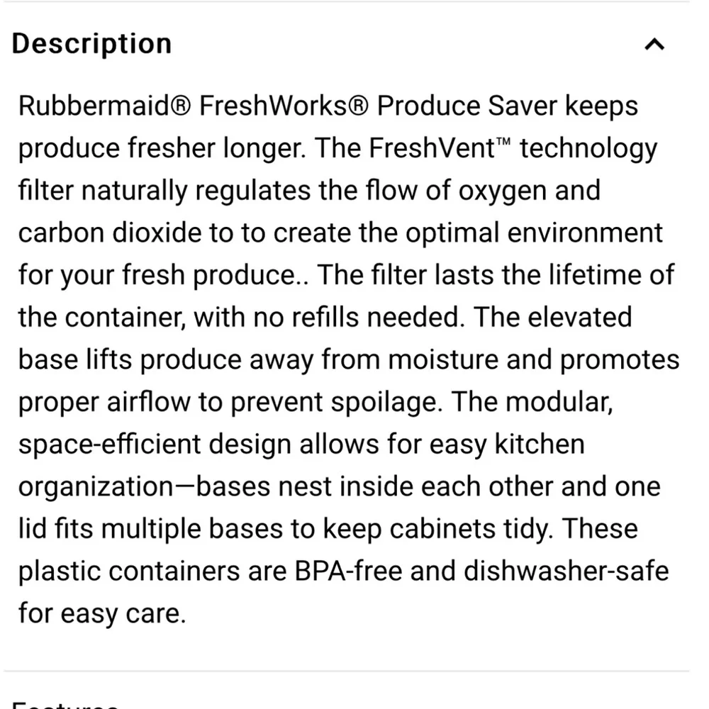 Rubbermaid Freshworks Fruit/Vegetable Storage Containers, 2 containers w/lids
